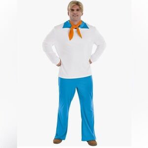 Scooby-Doo Fred Costume NEW with Blue Pants and Orange Scarf 2X 48-52